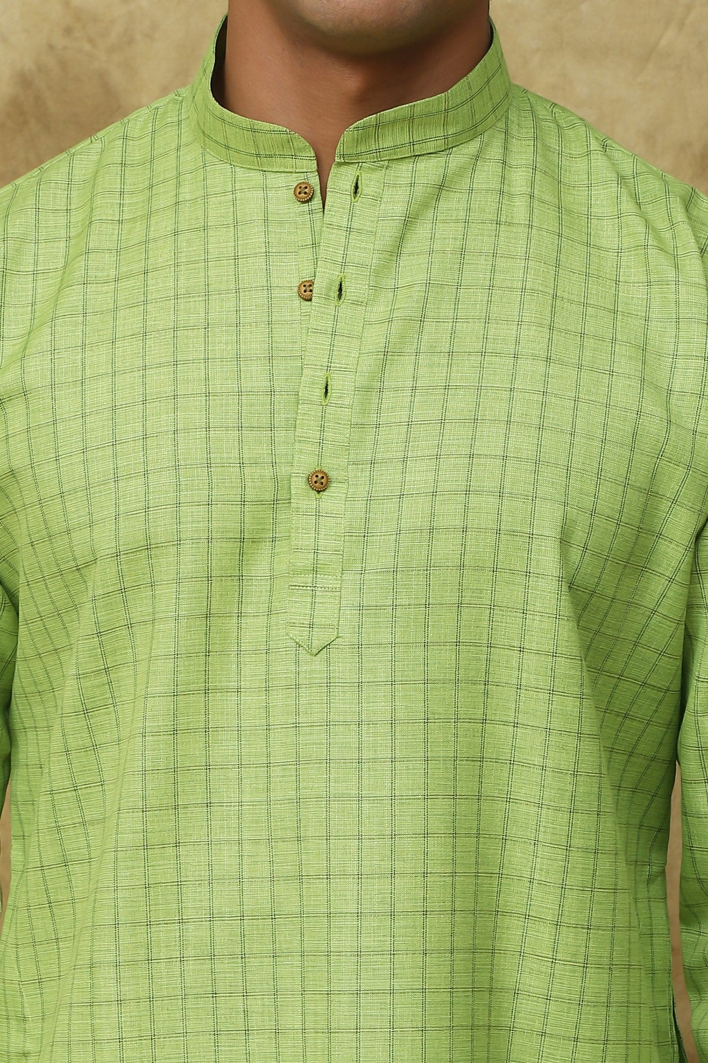 Bluesaanchi Men's Checkered Cotton Kurta Set | Swadesiicart