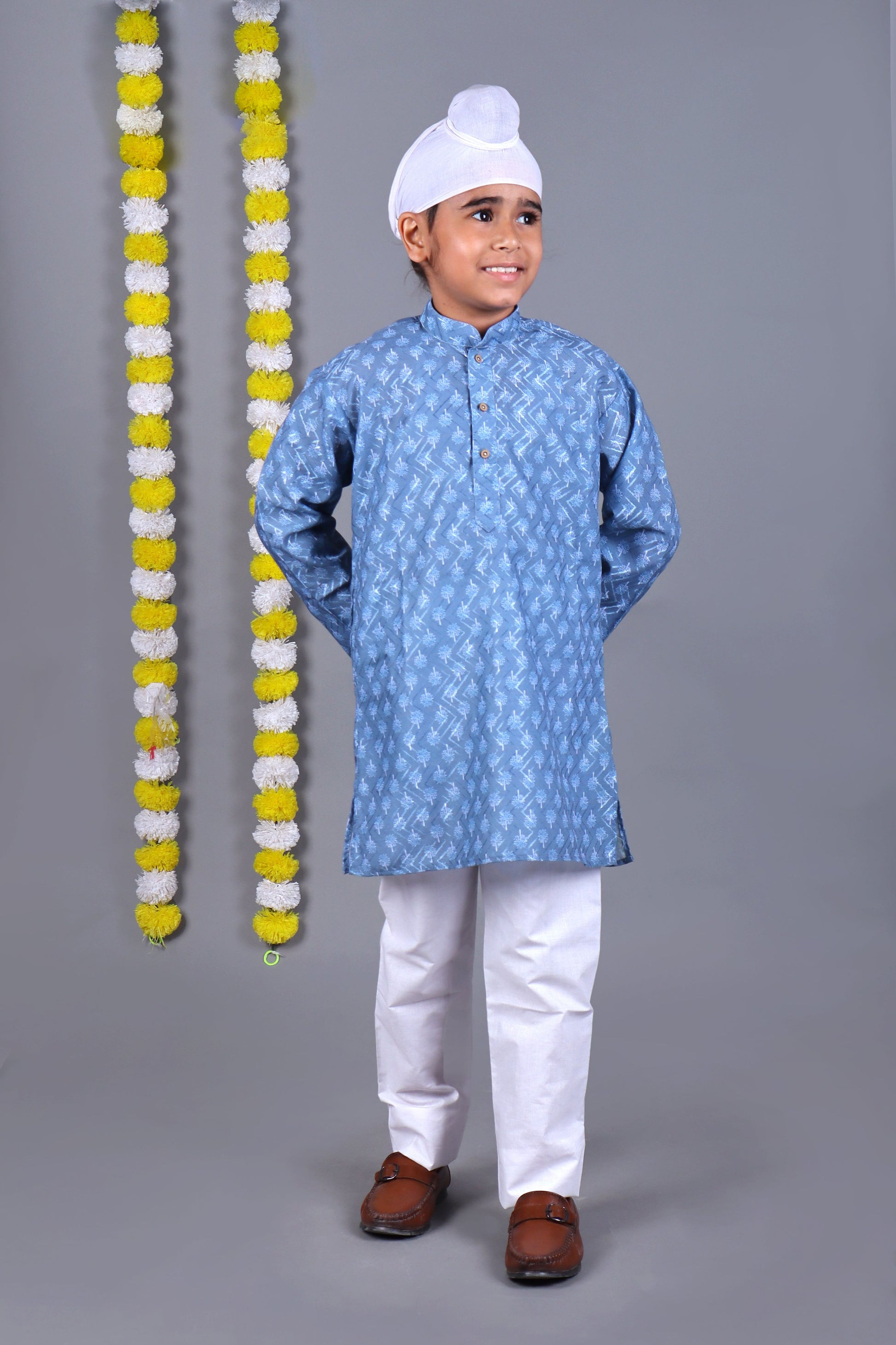Bluesaanchi Sky Blue Printed Kurta Set – Elegant & Classic for Your Little One | Swadesiicart