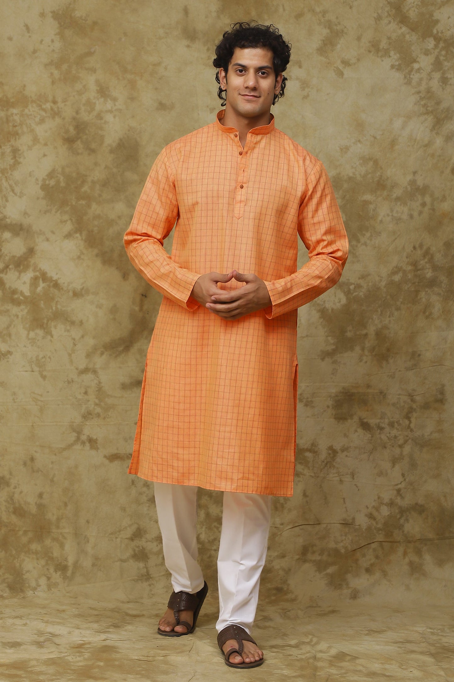 Bluesaanchi Men's Checkered Cotton Kurta Set | Swadesiicart