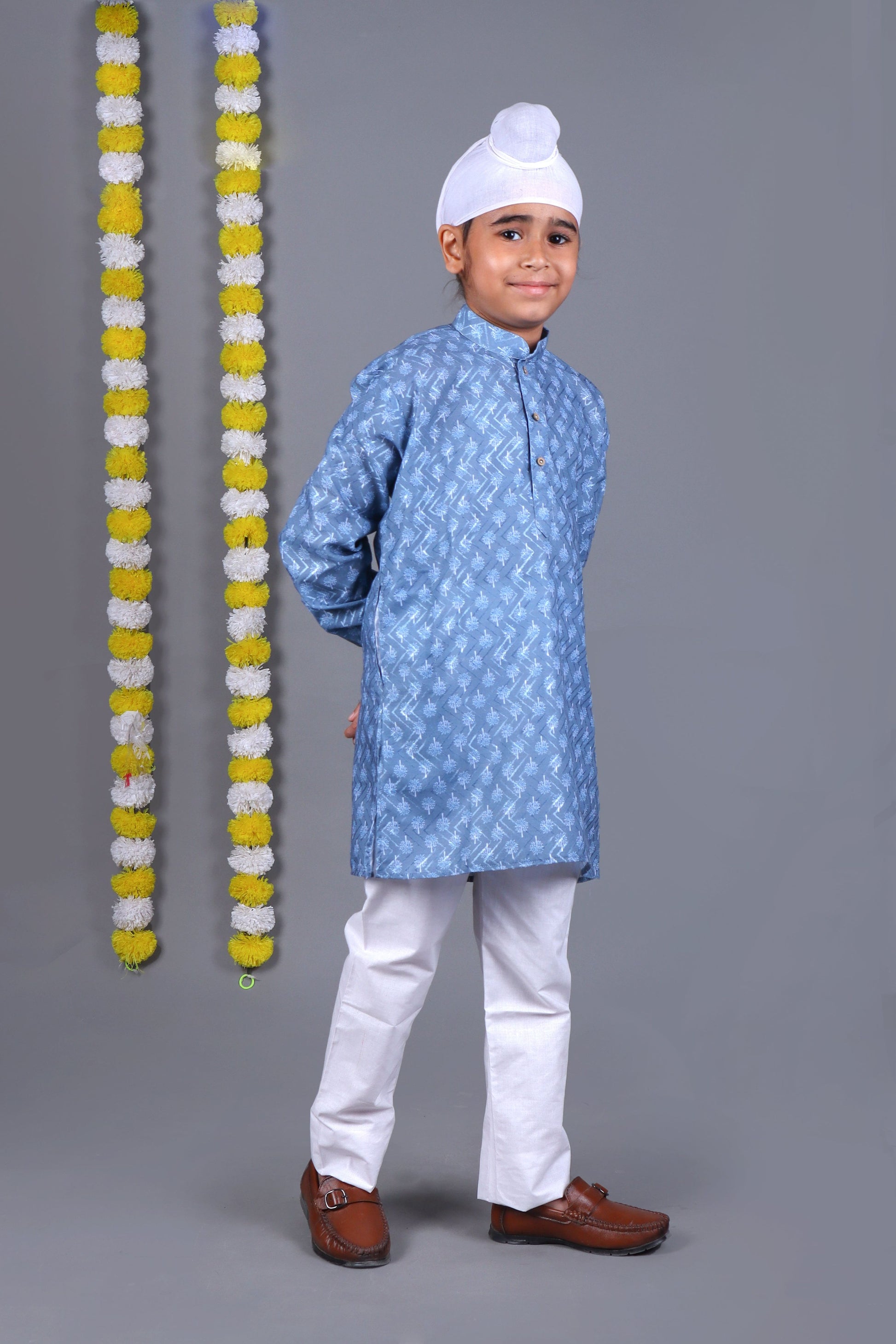 Bluesaanchi Sky Blue Printed Kurta Set – Elegant & Classic for Your Little One | Swadesiicart