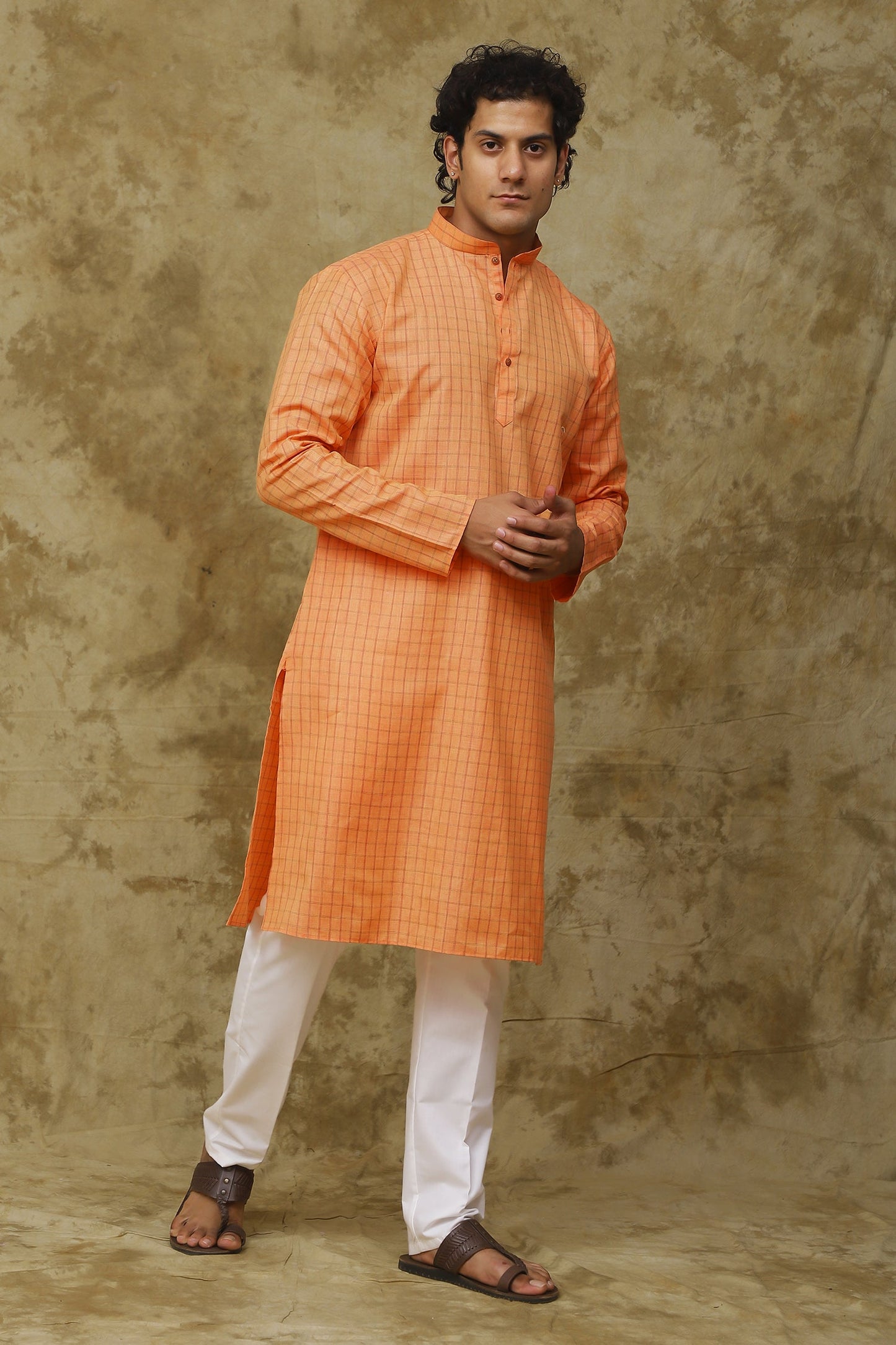 Bluesaanchi Men's Checkered Cotton Kurta Set | Swadesiicart