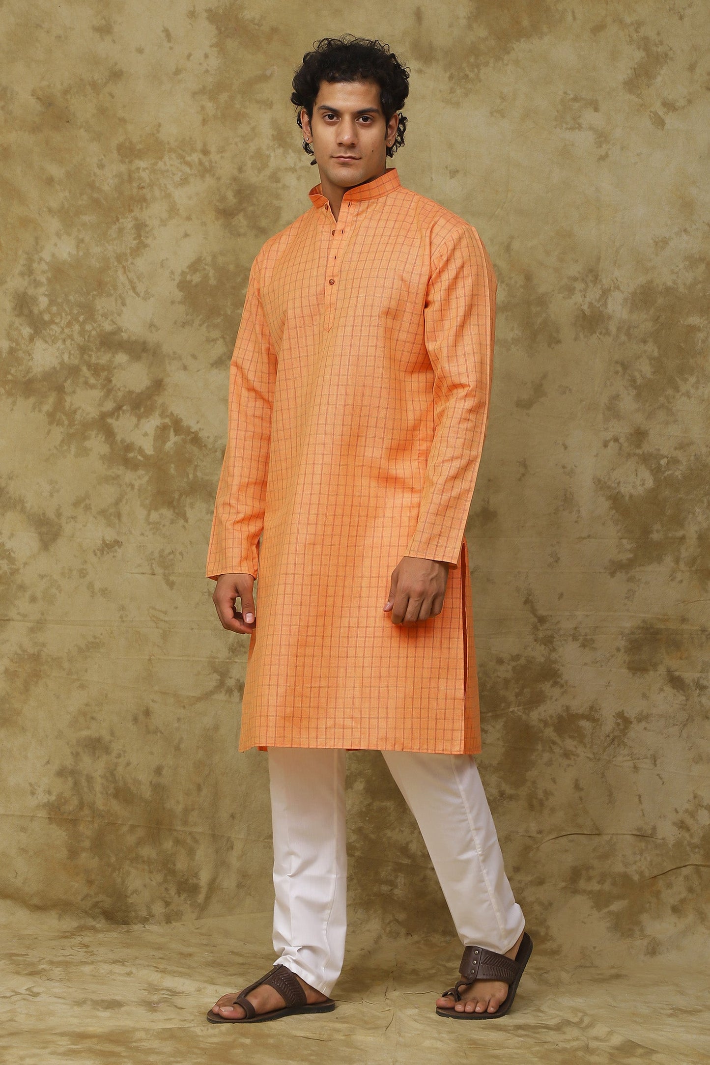 Bluesaanchi Men's Checkered Cotton Kurta Set | Swadesiicart