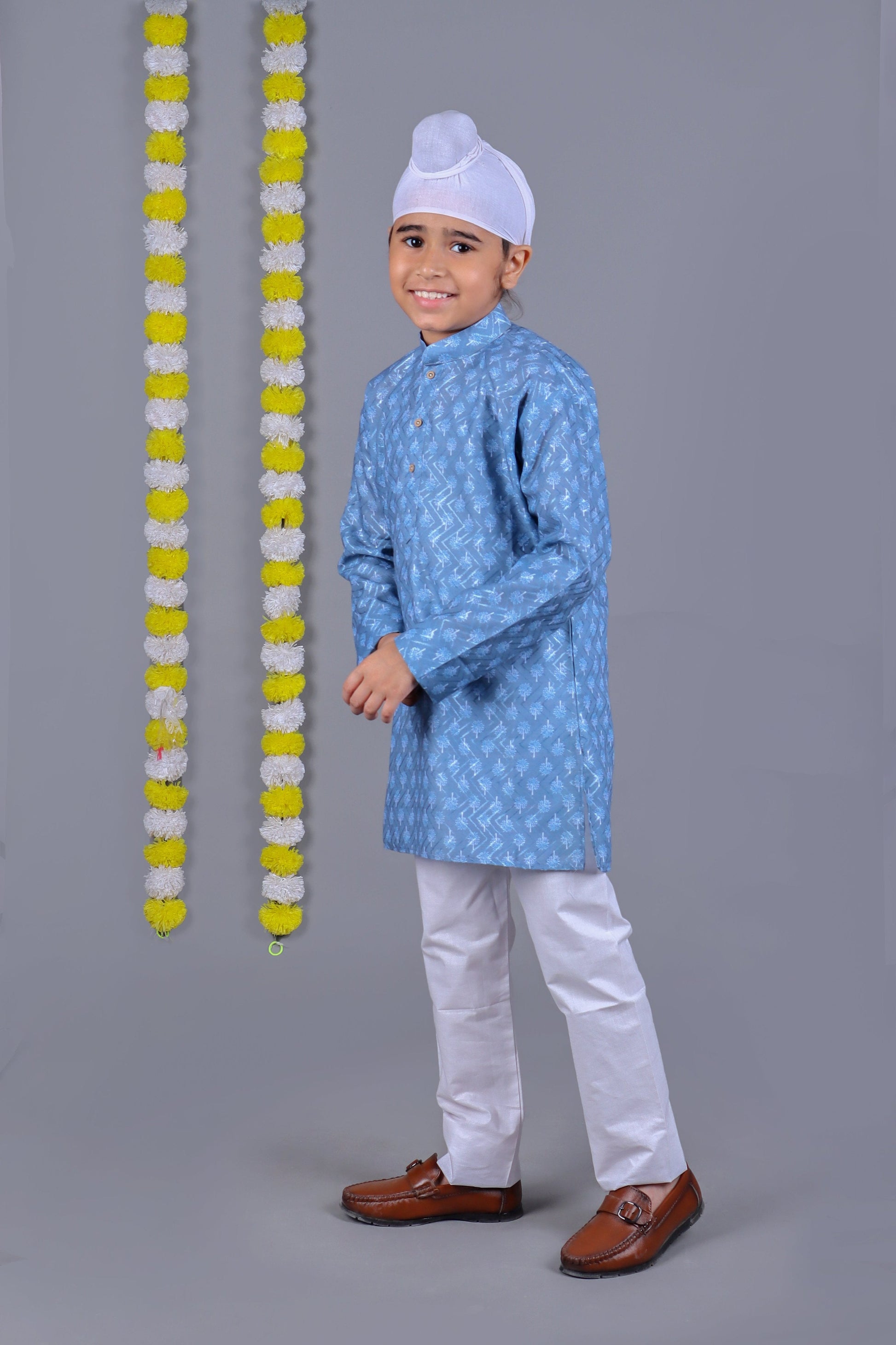 Bluesaanchi Sky Blue Printed Kurta Set – Elegant & Classic for Your Little One | Swadesiicart