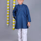 Bluesaanchi Dark Blue Chikankari Embroidery Kurta Set – Elegant & Classic for Your Little One | Swadesiicart