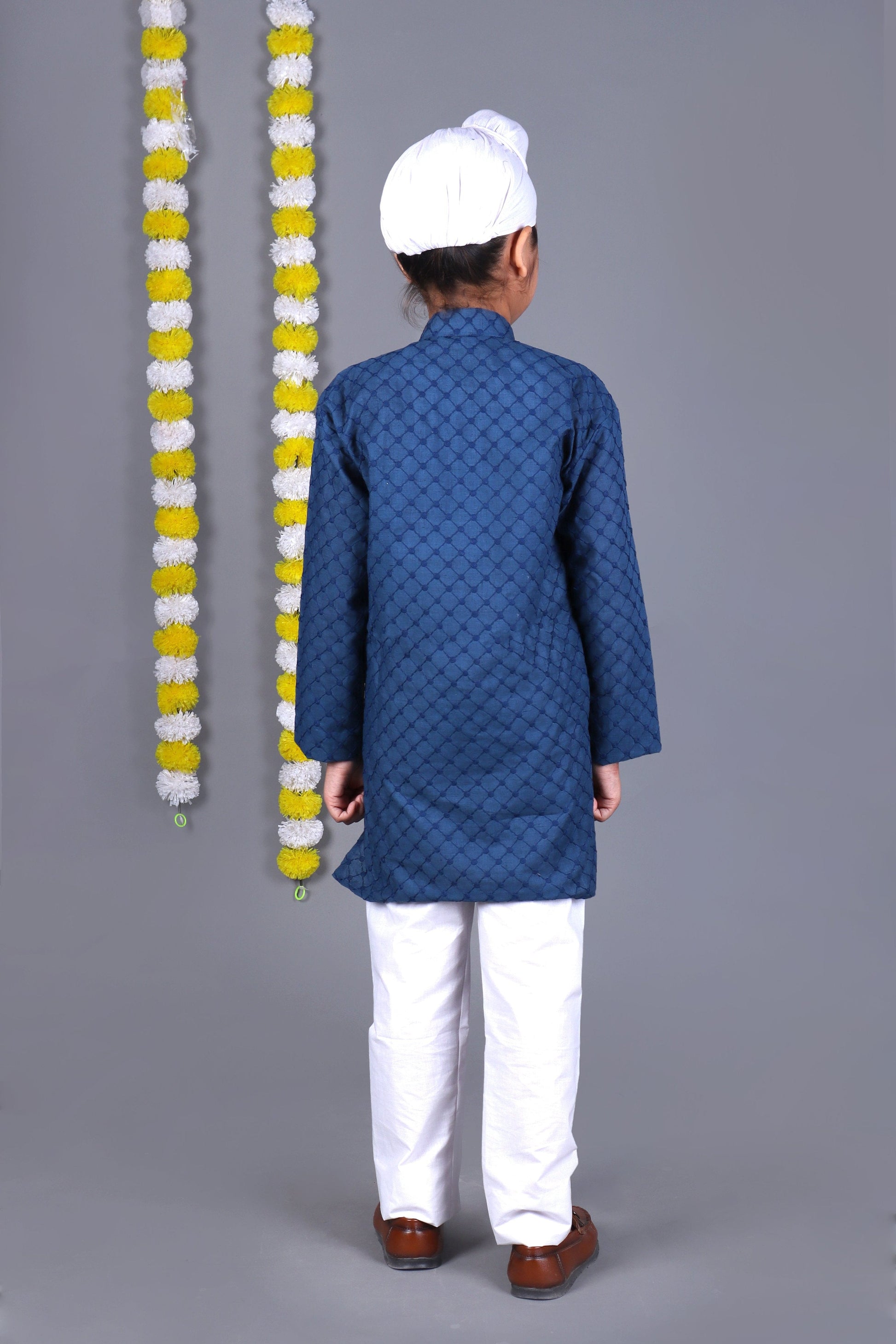 Bluesaanchi Dark Blue Chikankari Embroidery Kurta Set – Elegant & Classic for Your Little One | Swadesiicart