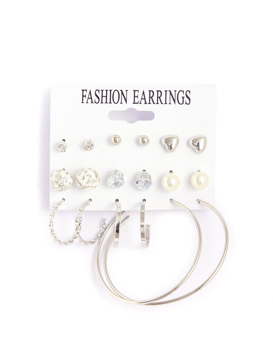 Gold-Polished Alloy Set Of 9 Designer Earrings - The Pari - The Pari - Dinesh Associates