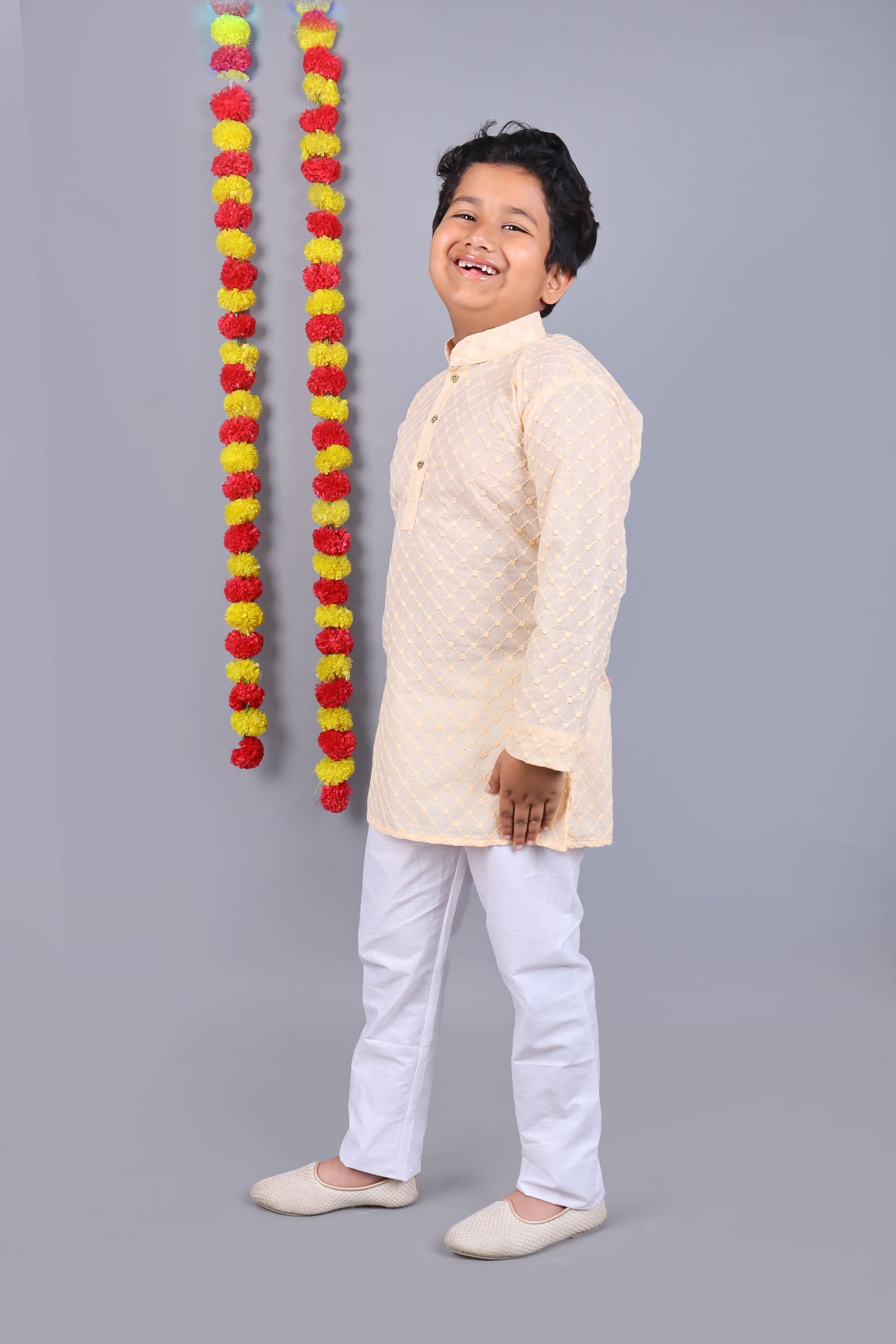 Bluesaanchi Light Peach Chikankari Embroidery Kurta Set – Elegant & Classic for Your Little One | Swadesiicart