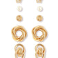 Gold-Polished Alloy Set Of 6 Designer Earrings - The Pari - Swadesiicart
