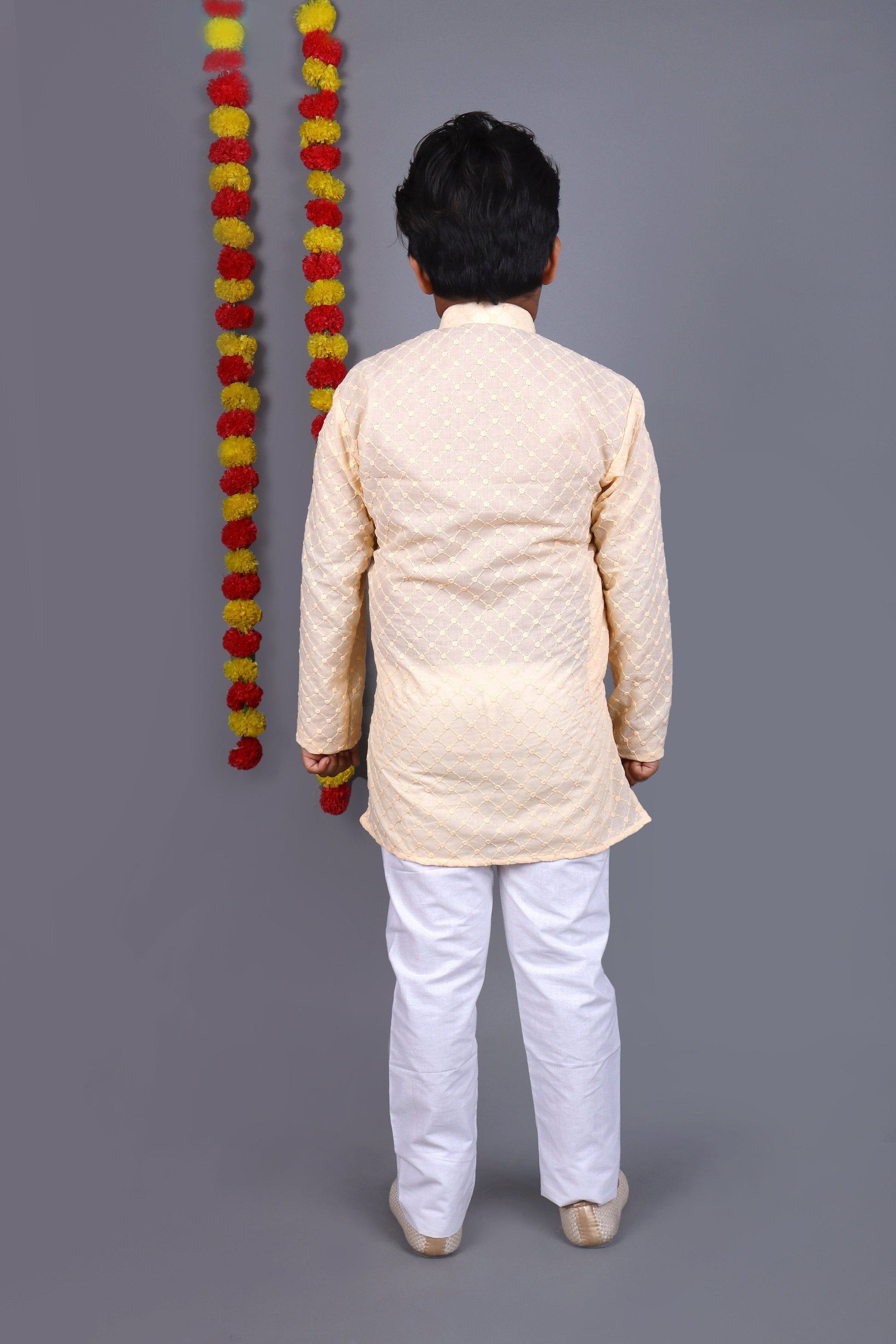 Bluesaanchi Light Peach Chikankari Embroidery Kurta Set – Elegant & Classic for Your Little One | Swadesiicart
