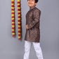 Bluesaanchi Brown Printed Kids Kurta Set – Elegant & Classic | Swadesiicart