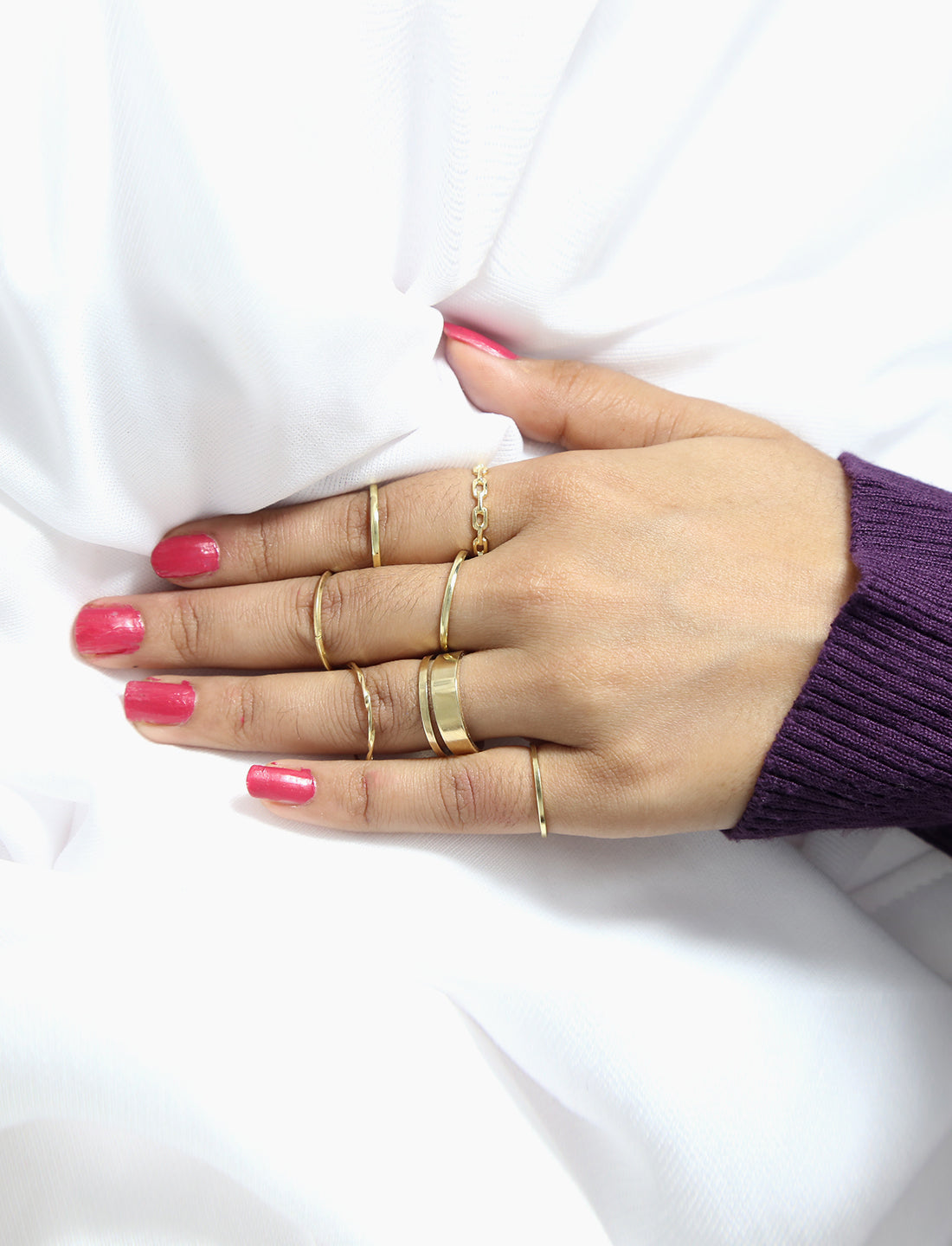 Gold-Polished Alloy Stylish Contemporary Stackable Ring - The Pari | Swadesiicart