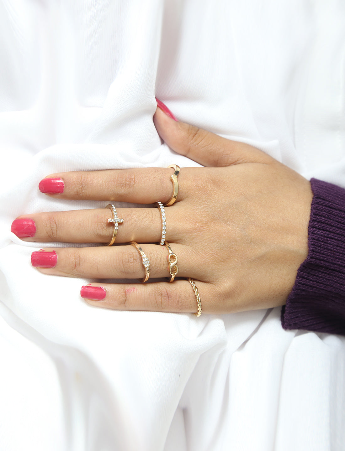Gold-Polished Alloy Stylish Contemporary Stackable Ring - The Pari | Swadesiicart