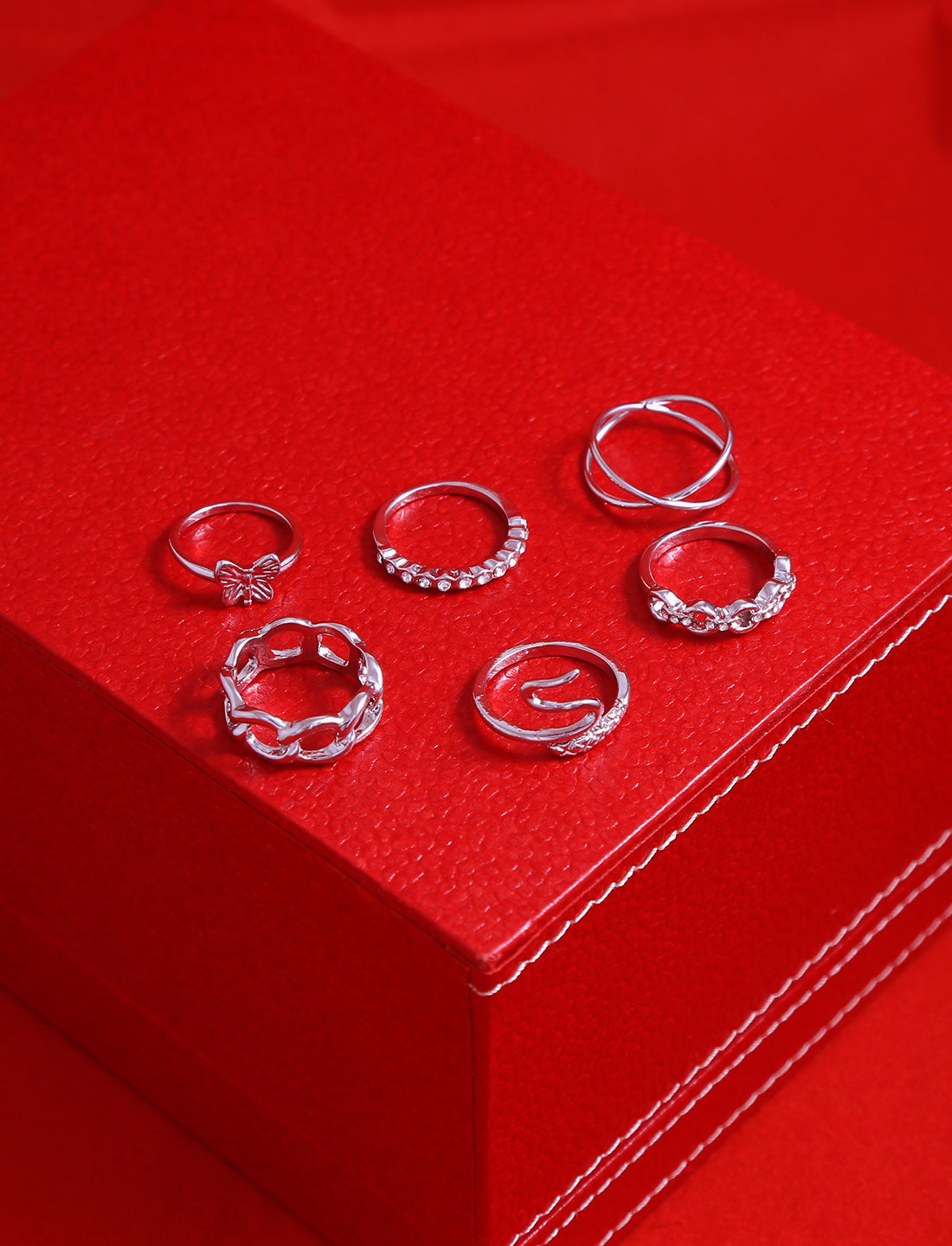 Silver-Plated Alloy Stylish Contemporary Stackable Ring - The Pari | Swadesiicart