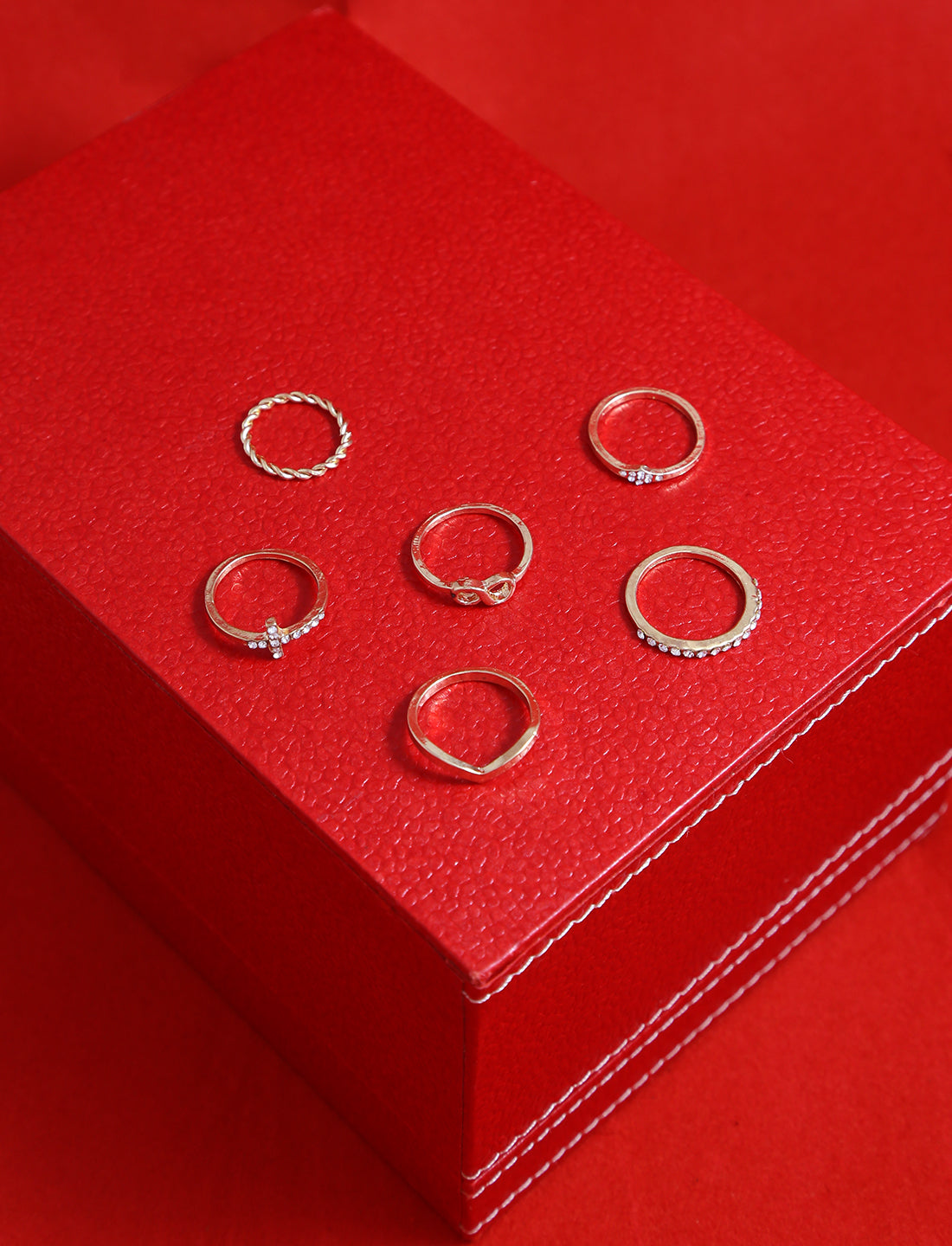 Gold-Polished Alloy Stylish Contemporary Stackable Ring - The Pari | Swadesiicart