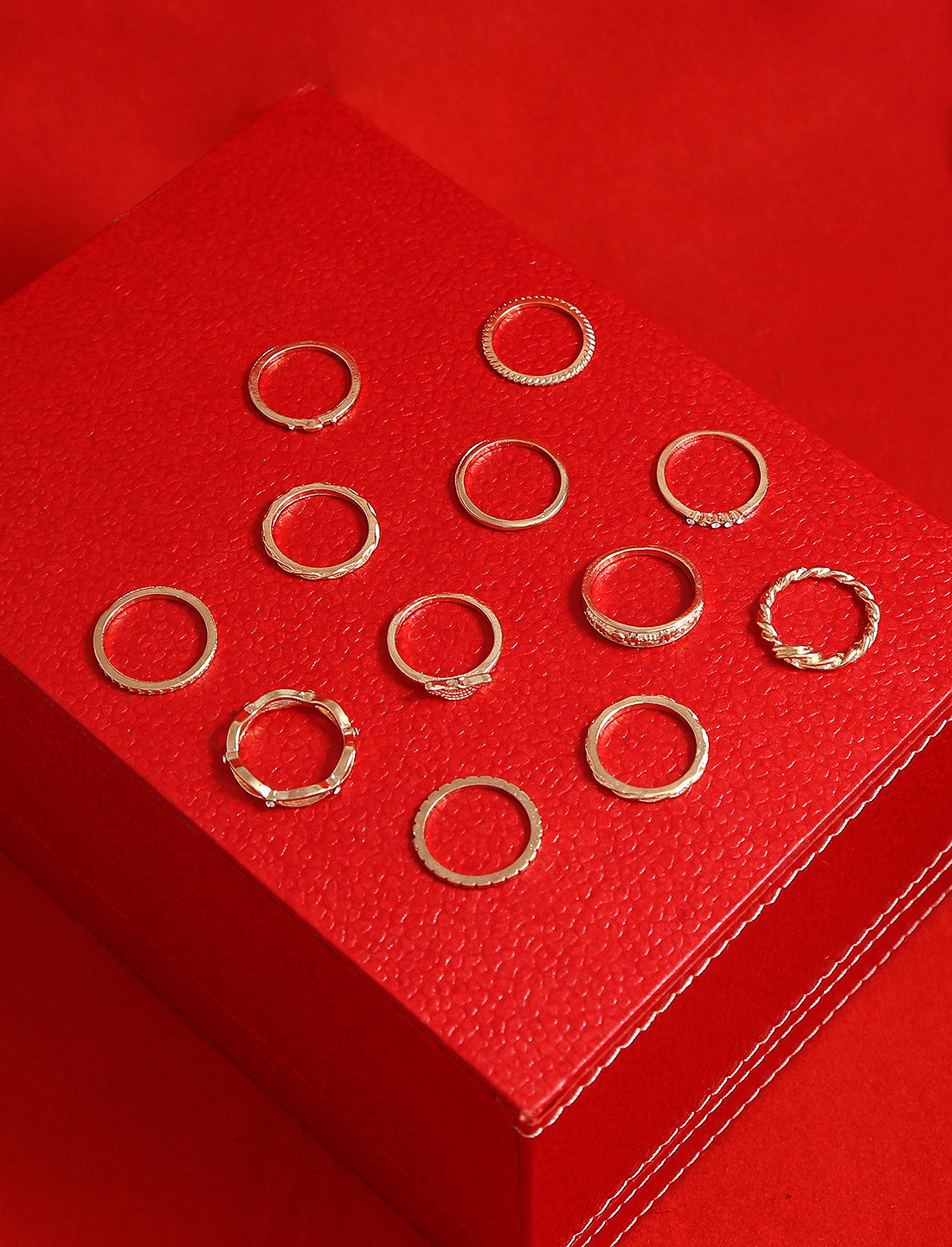 Gold-Polished Alloy Stylish Contemporary Stackable Ring - The Pari | Swadesiicart