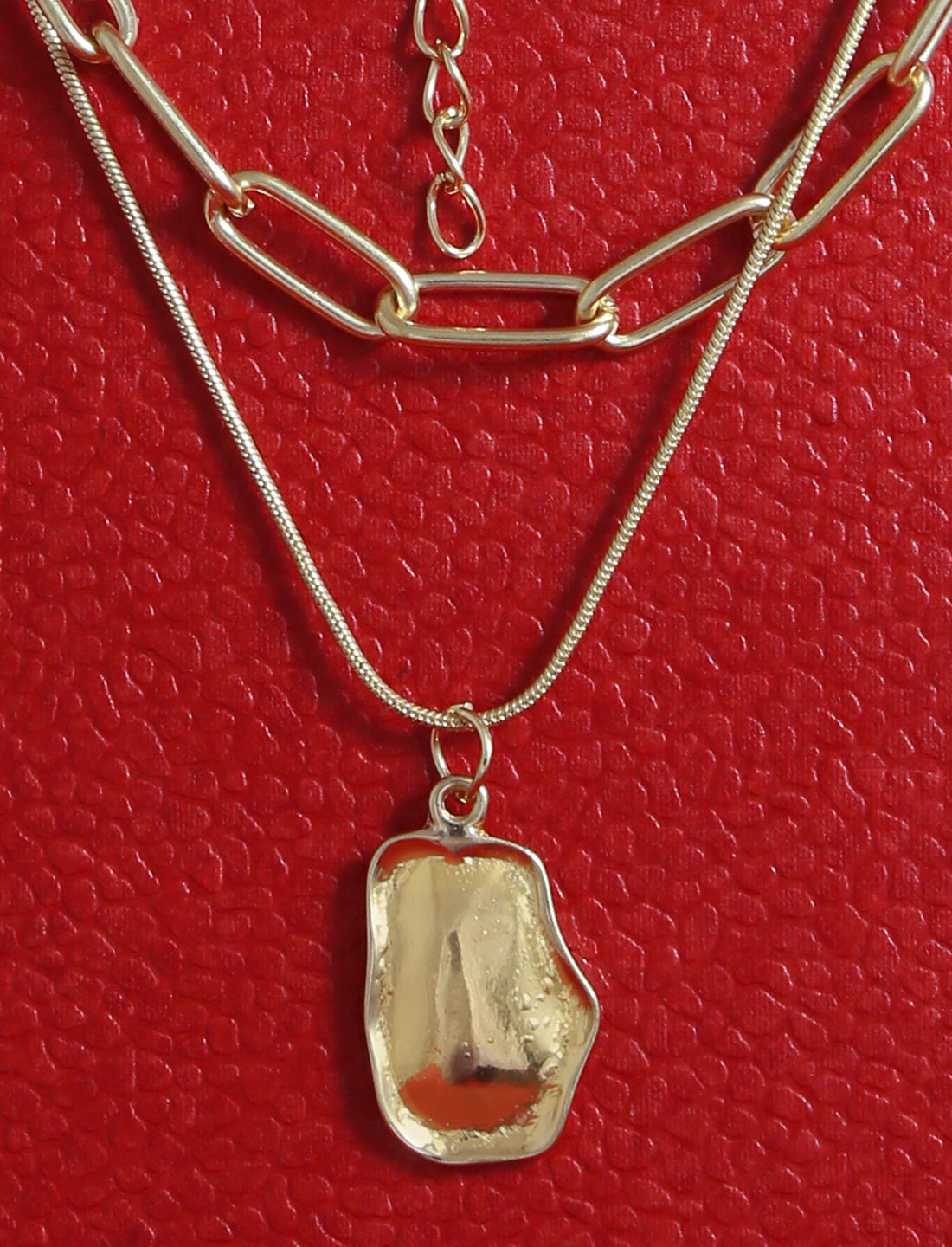 Gold-Polished Alloy Layered Designer Short Necklace - The Pari | Swadesiicart