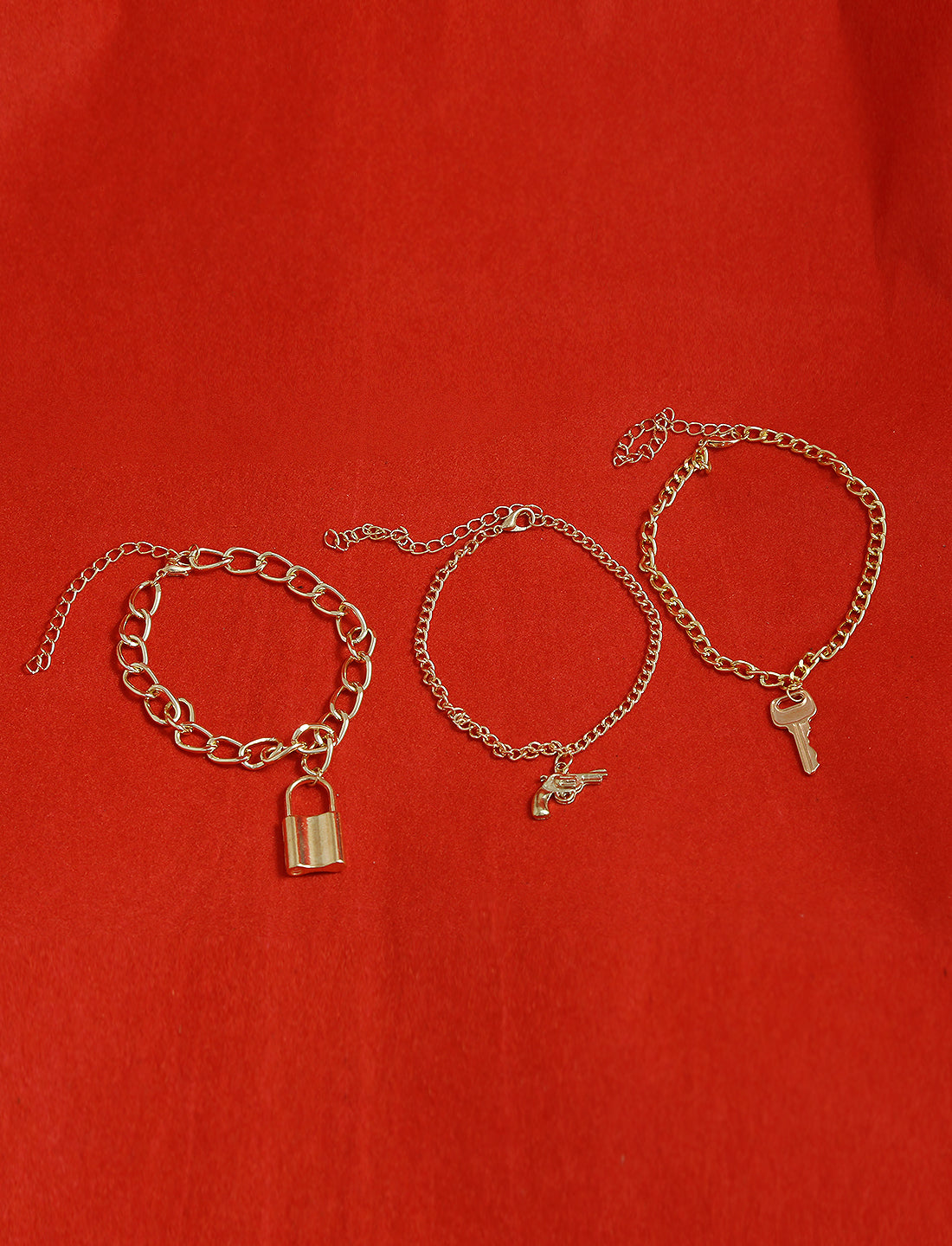 Gold-Polished Alloy Gold Charm Bracelet Set - The Pari - Swadesiicart
