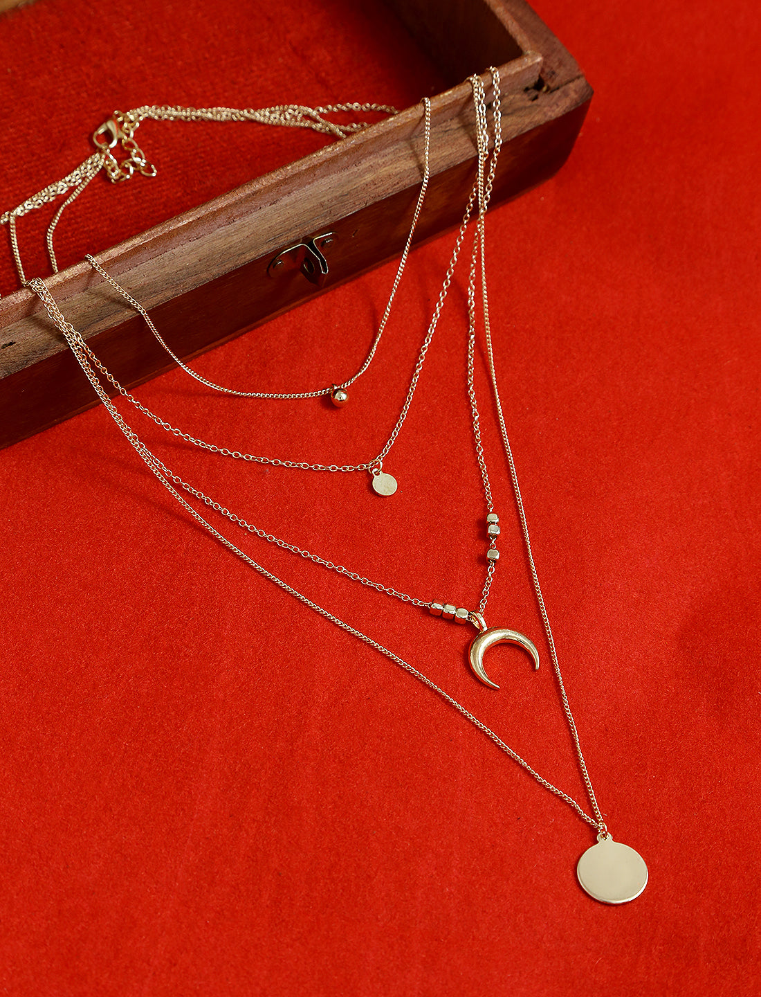 Gold-Polished Alloy Layered Designer Short Necklace - The Pari | Swadesiicart