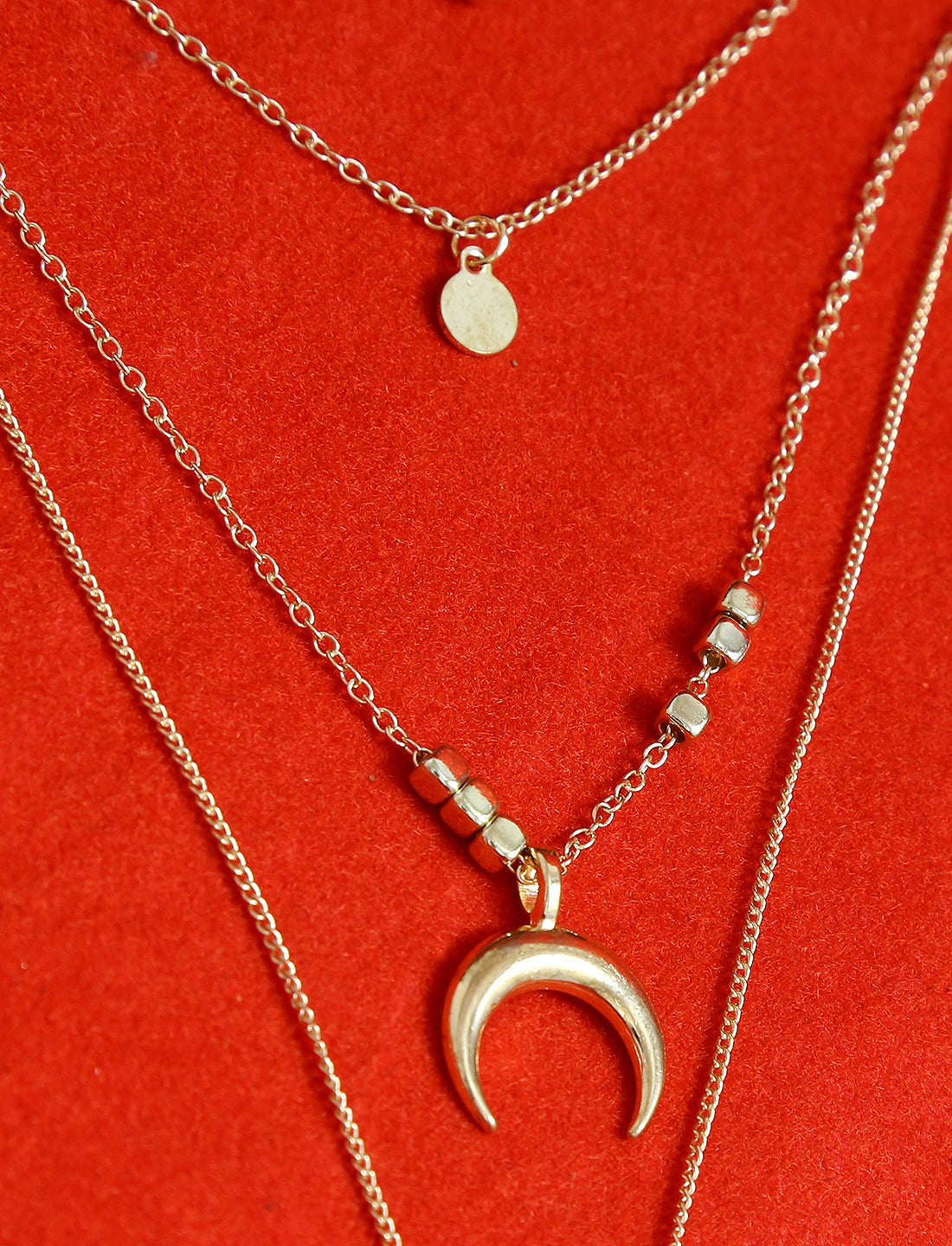 Gold-Polished Alloy Layered Designer Short Necklace - The Pari | Swadesiicart