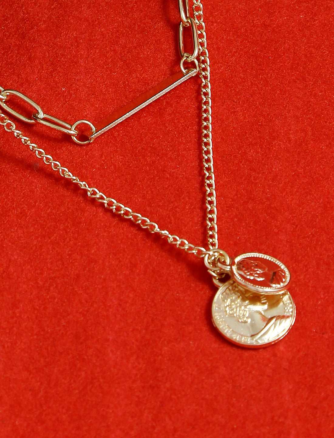 Gold-Polished Alloy Layered Designer Short Necklace - The Pari | Swadesiicart