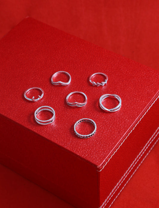 Silver-Plated Alloy Stylish Contemporary Stackable Ring - The Pari | Swadesiicart