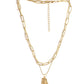 Gold-Polished Alloy Layered Designer Short Necklace - The Pari | Swadesiicart