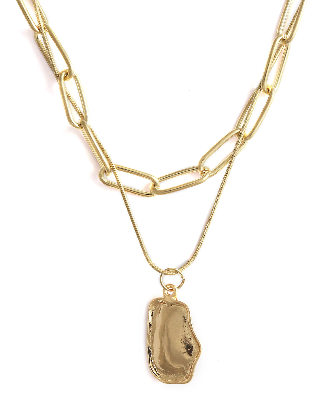 Gold-Polished Alloy Layered Designer Short Necklace - The Pari | Swadesiicart