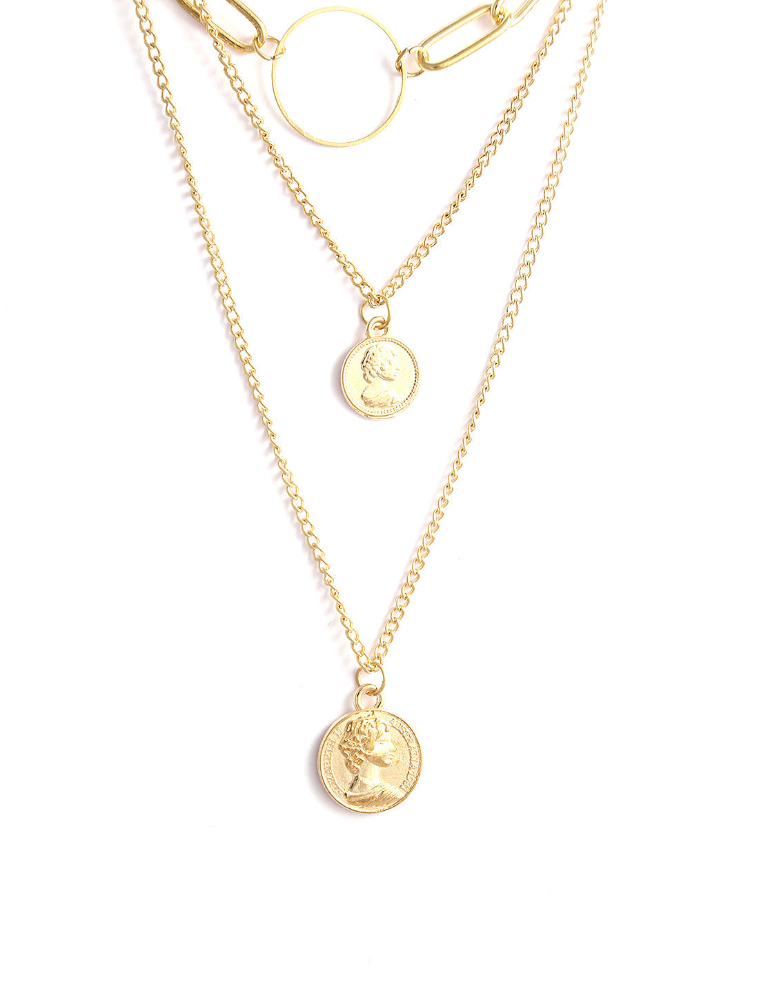 Gold-Polished Alloy Layered Designer Short Necklace - The Pari | Swadesiicart