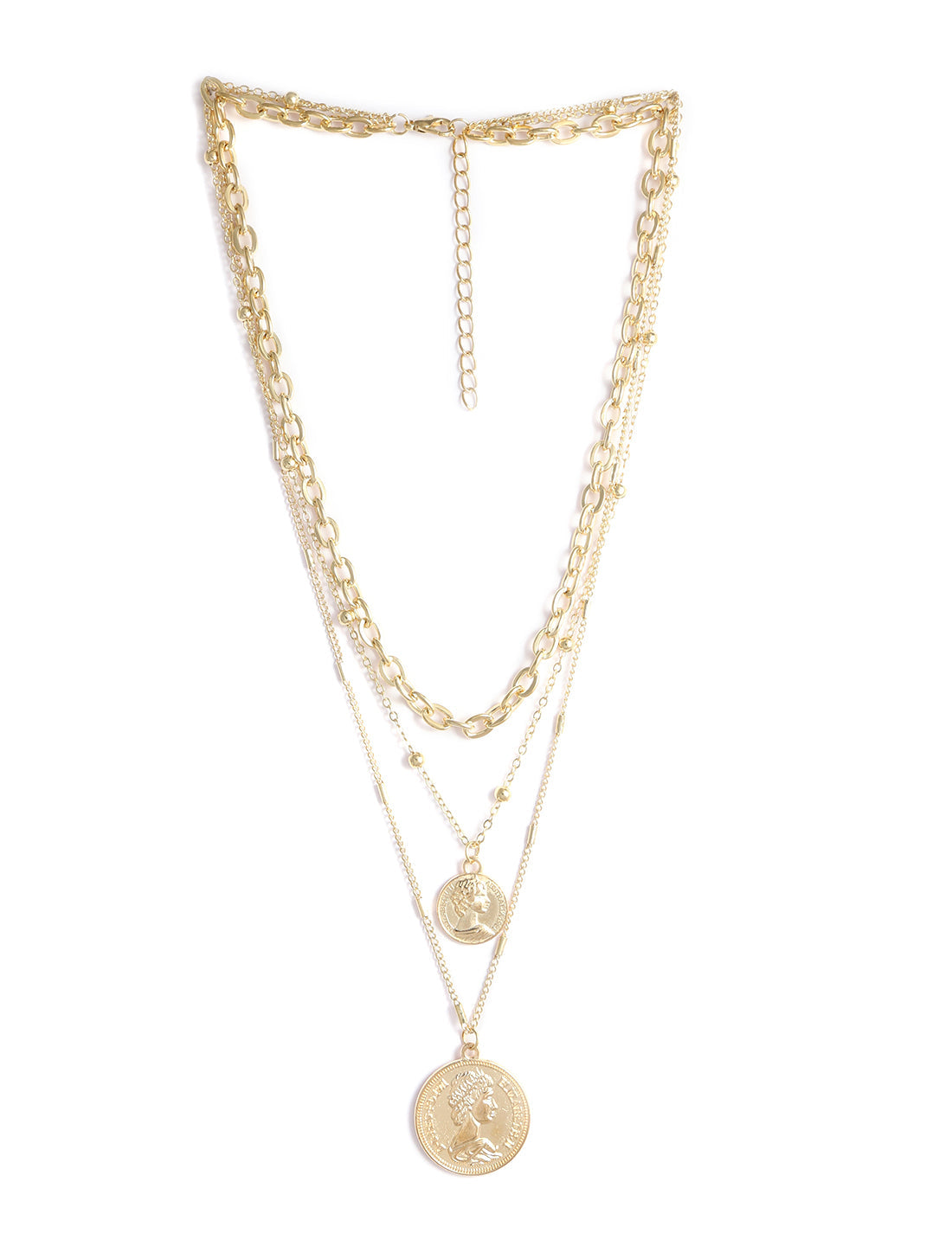 Gold-Polished Alloy Layered Designer Short Necklace - The Pari | Swadesiicart