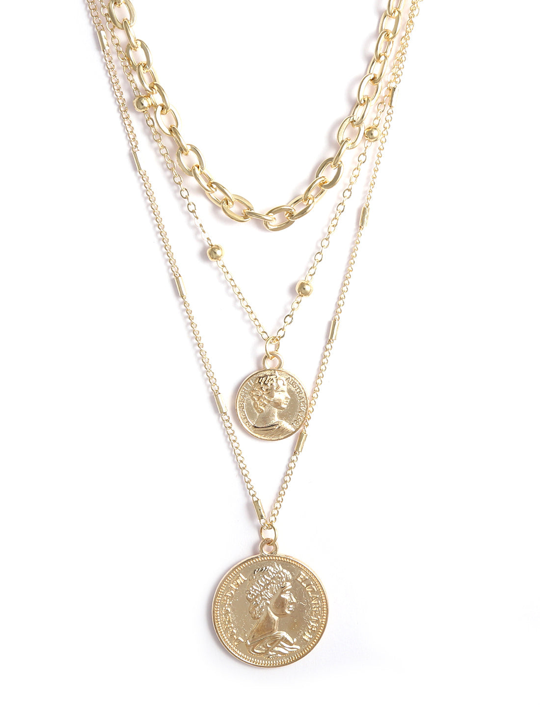 Gold-Polished Alloy Layered Designer Short Necklace - The Pari | Swadesiicart