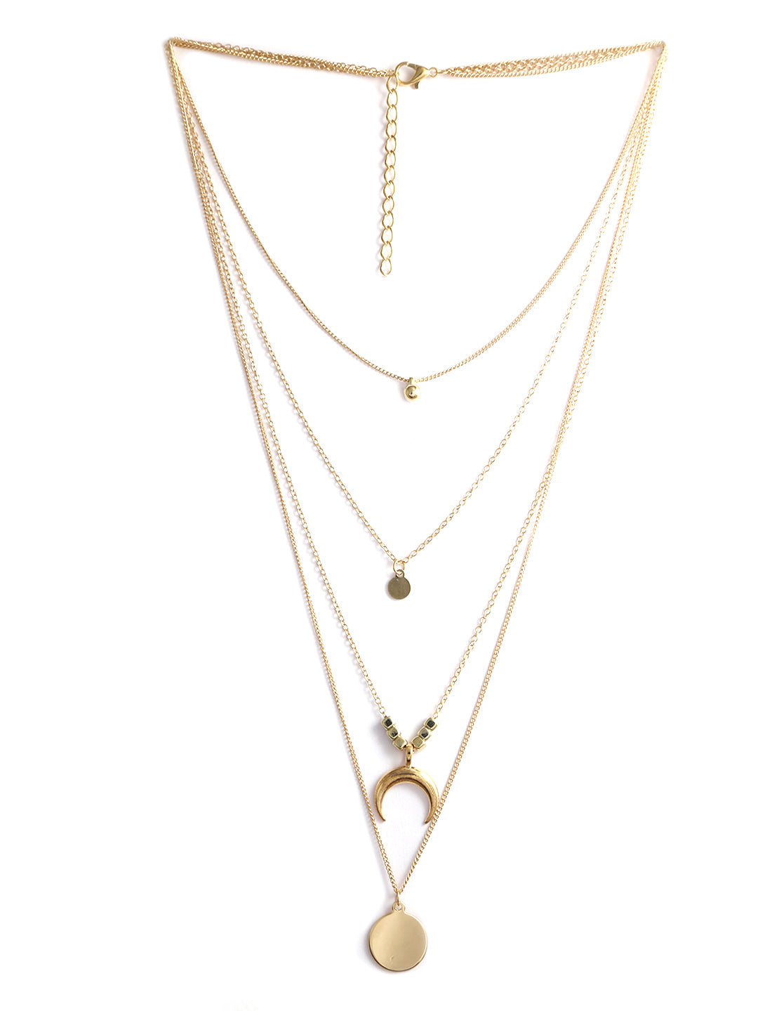 Gold-Polished Alloy Layered Designer Short Necklace - The Pari | Swadesiicart