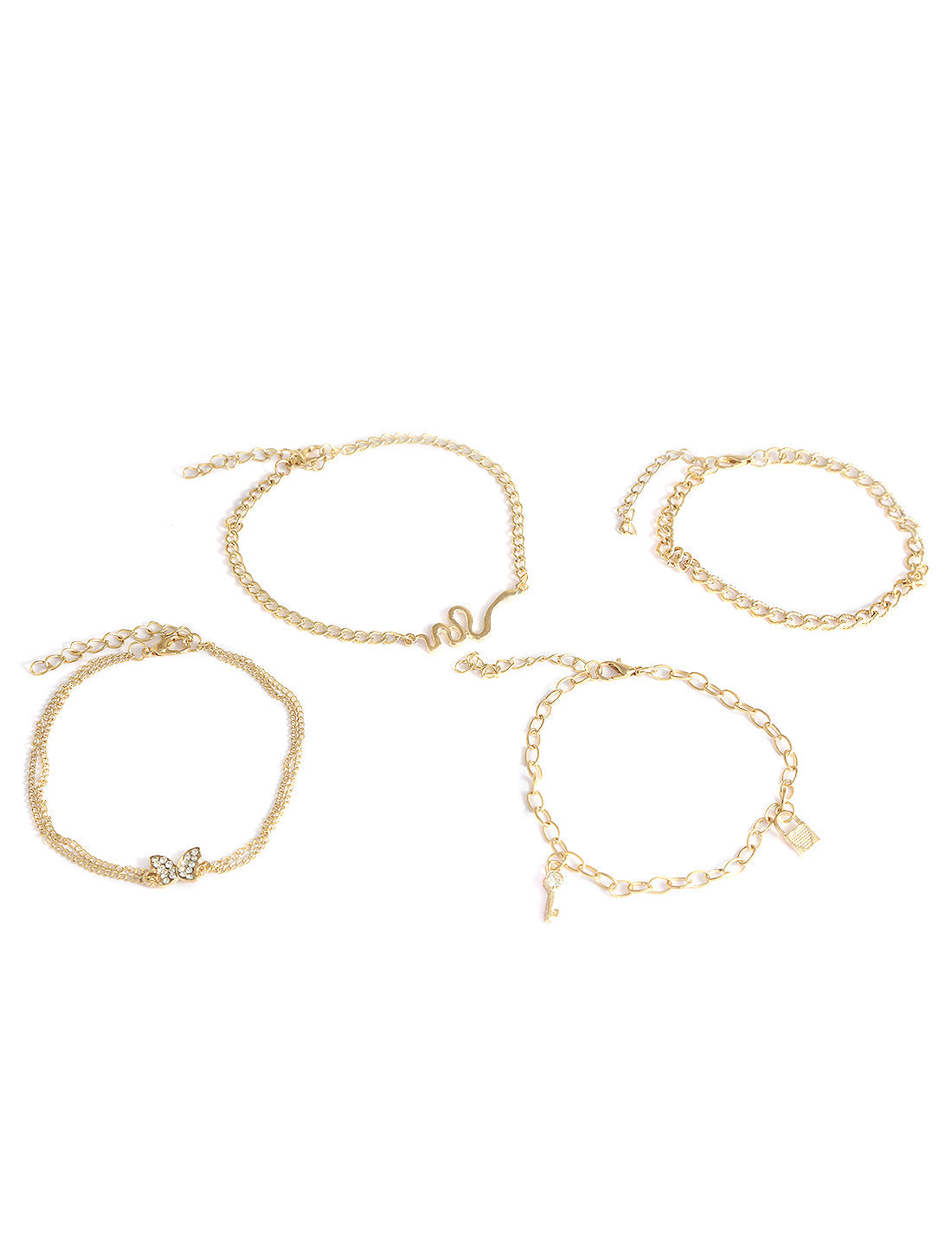 Gold-Polished Alloy Designer Charm Bracelet Set - The Pari - The Pari - Dinesh Associates