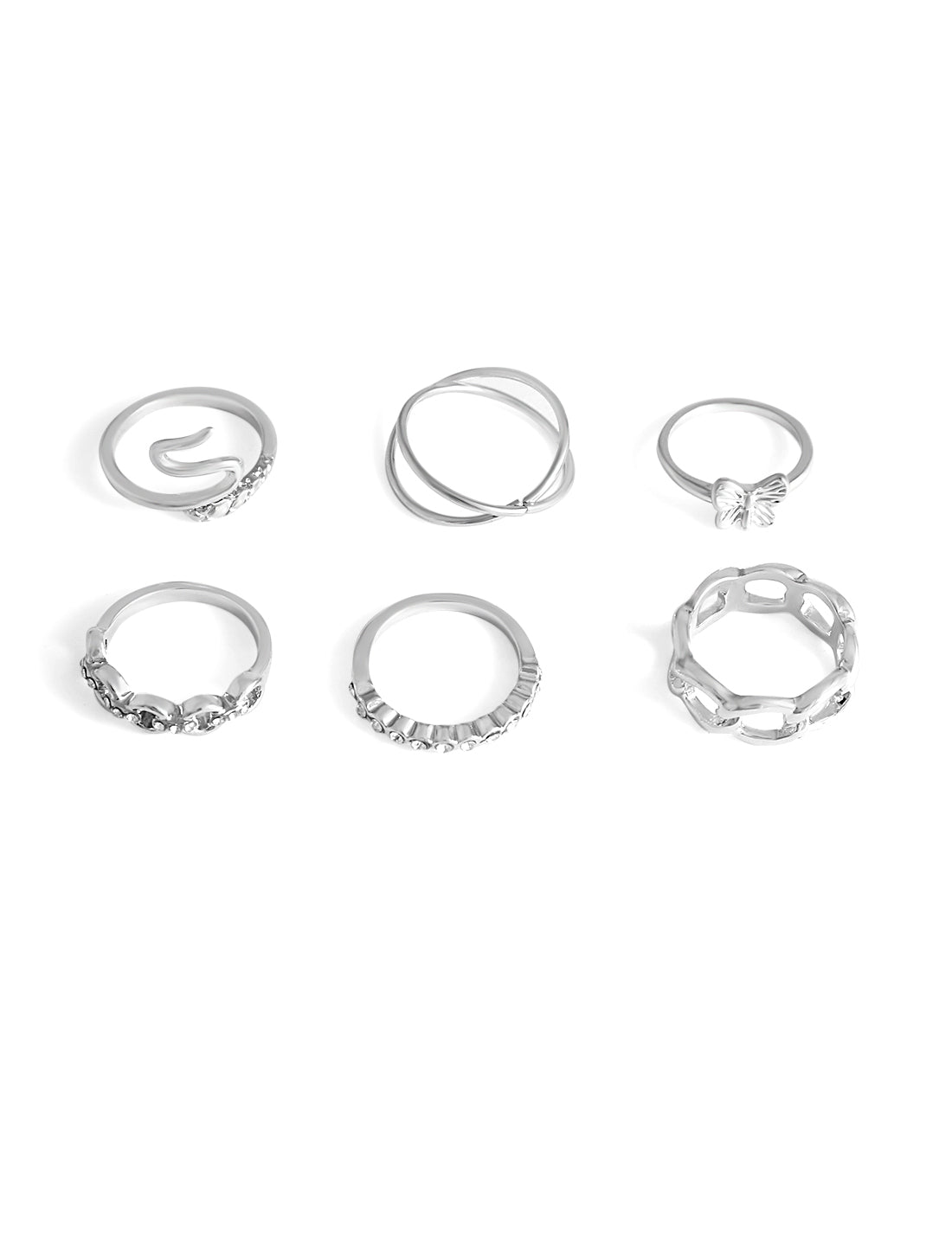 Silver-Plated Alloy Stylish Contemporary Stackable Ring - The Pari | Swadesiicart