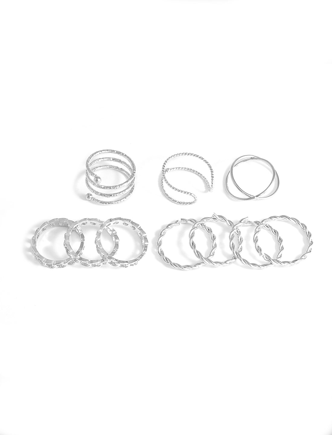 Silver-Plated Alloy Stylish Contemporary Stackable Ring - The Pari | Swadesiicart