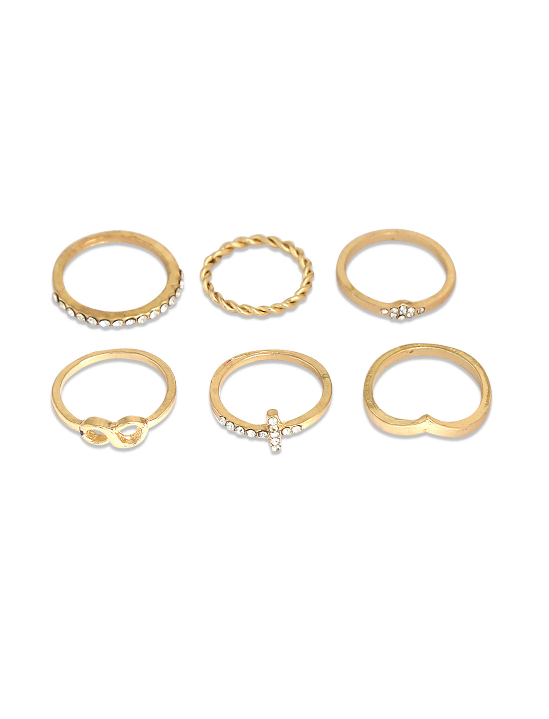 Gold-Polished Alloy Stylish Contemporary Stackable Ring - The Pari | Swadesiicart
