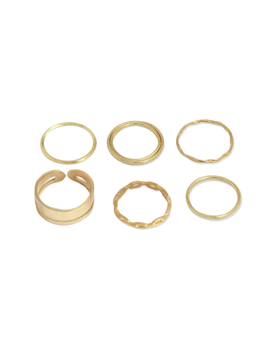 Gold-Polished Alloy Stylish Contemporary Stackable Ring - The Pari | Swadesiicart