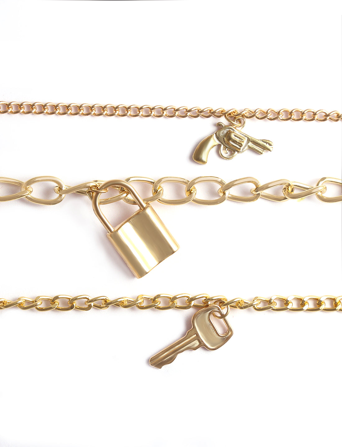 Gold-Polished Alloy Gold Charm Bracelet Set - The Pari - Swadesiicart