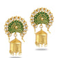 Gold-Polished Alloy Brass Blue Golden Jhumki Earrings - The Pari - The Pari - Dinesh Associates