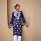 Rangreza Ethnic Chikankari Rayon Kurta Blue | Swadesiicart