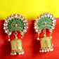 Gold-Polished Alloy Brass Blue Golden Jhumki Earrings - The Pari - Swadesiicart