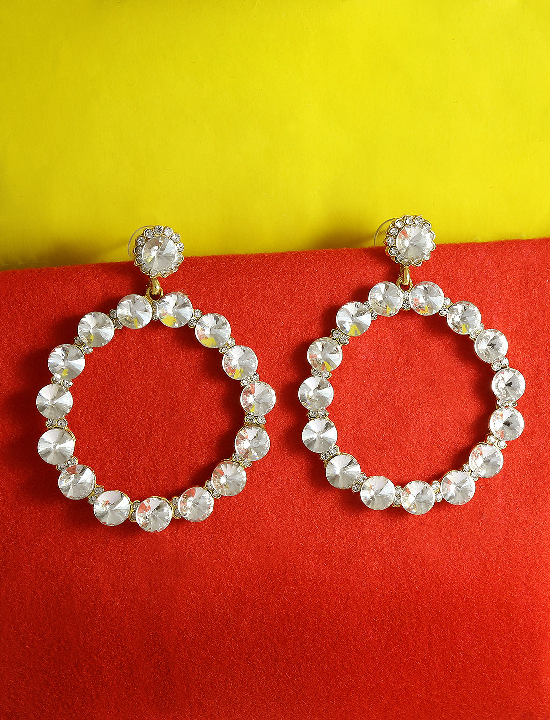 Gold-Polished Alloy Diva Look Stylish Contemporary Earrings - The Pari - Swadesiicart