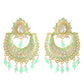 Gold-Polished Alloy Blue Golden Hoop Jhumki Earrings - The Pari - The Pari - Dinesh Associates
