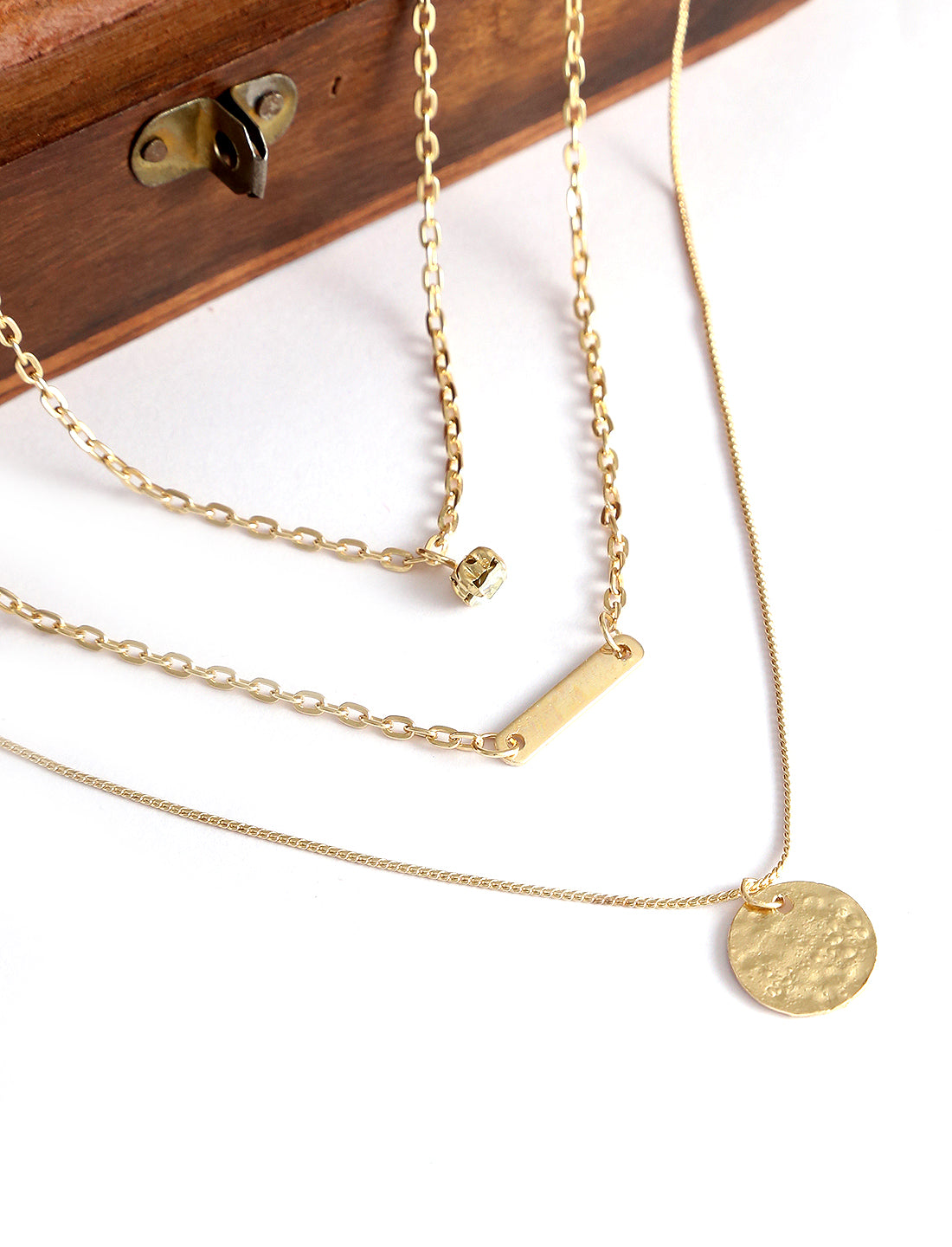 Gold-Polished Alloy Stone Plate & Coin Charm Necklace - The Pari | Swadesiicart