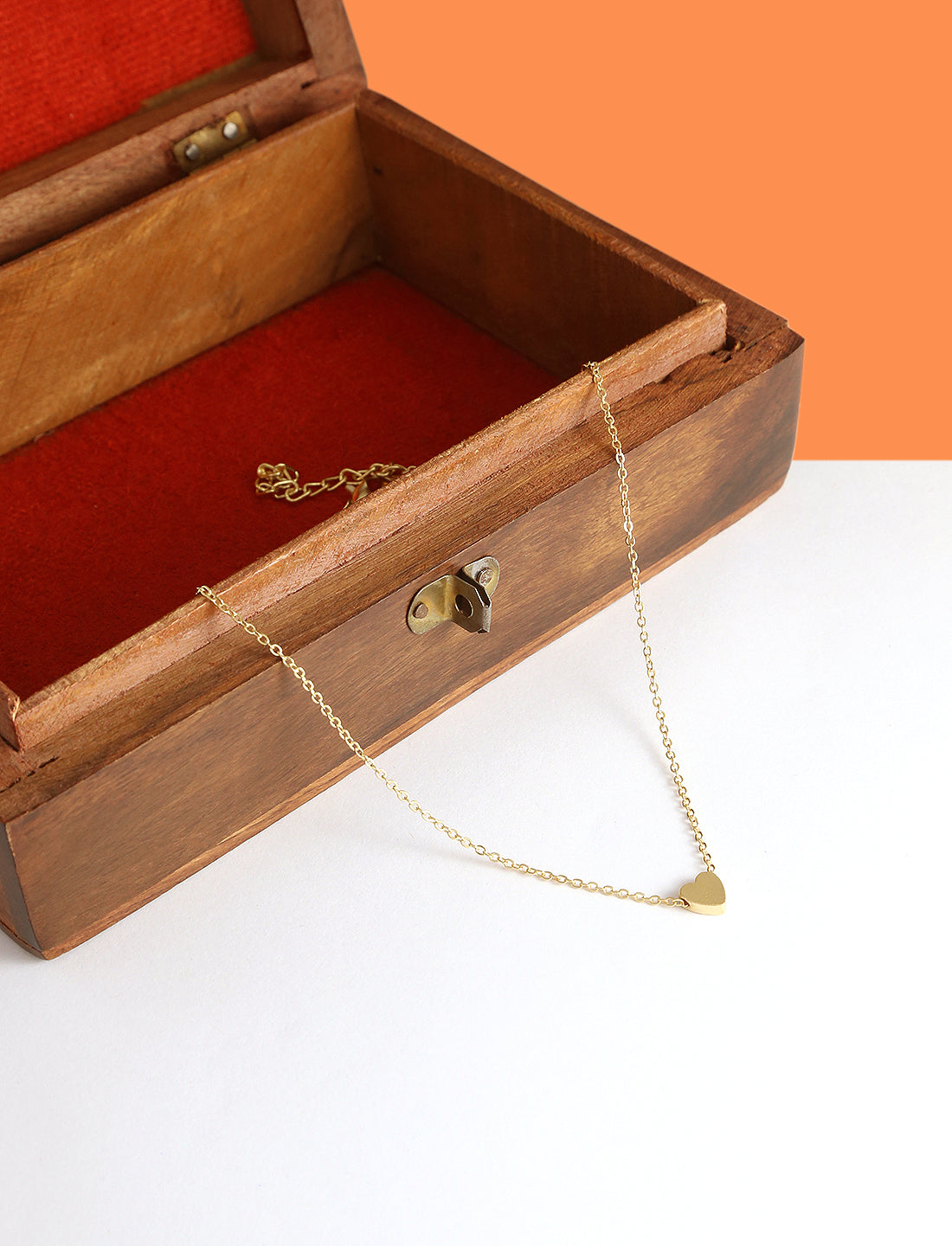 Gold-Polished Alloy Denty Look Heart Necklace - The Pari | Swadesiicart