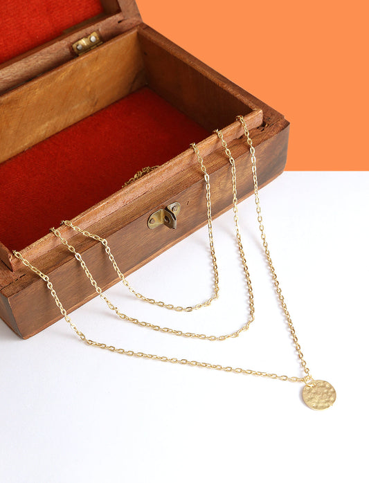 Gold-Polished Alloy Tripple Chain Necklace - The Pari | Swadesiicart