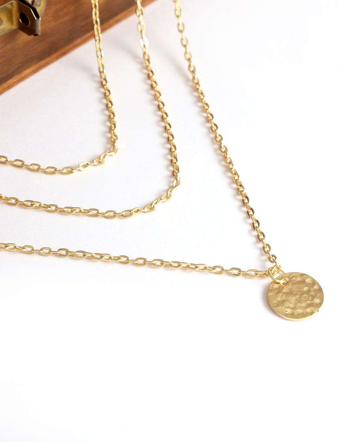 Gold-Polished Alloy Tripple Chain Necklace - The Pari | Swadesiicart
