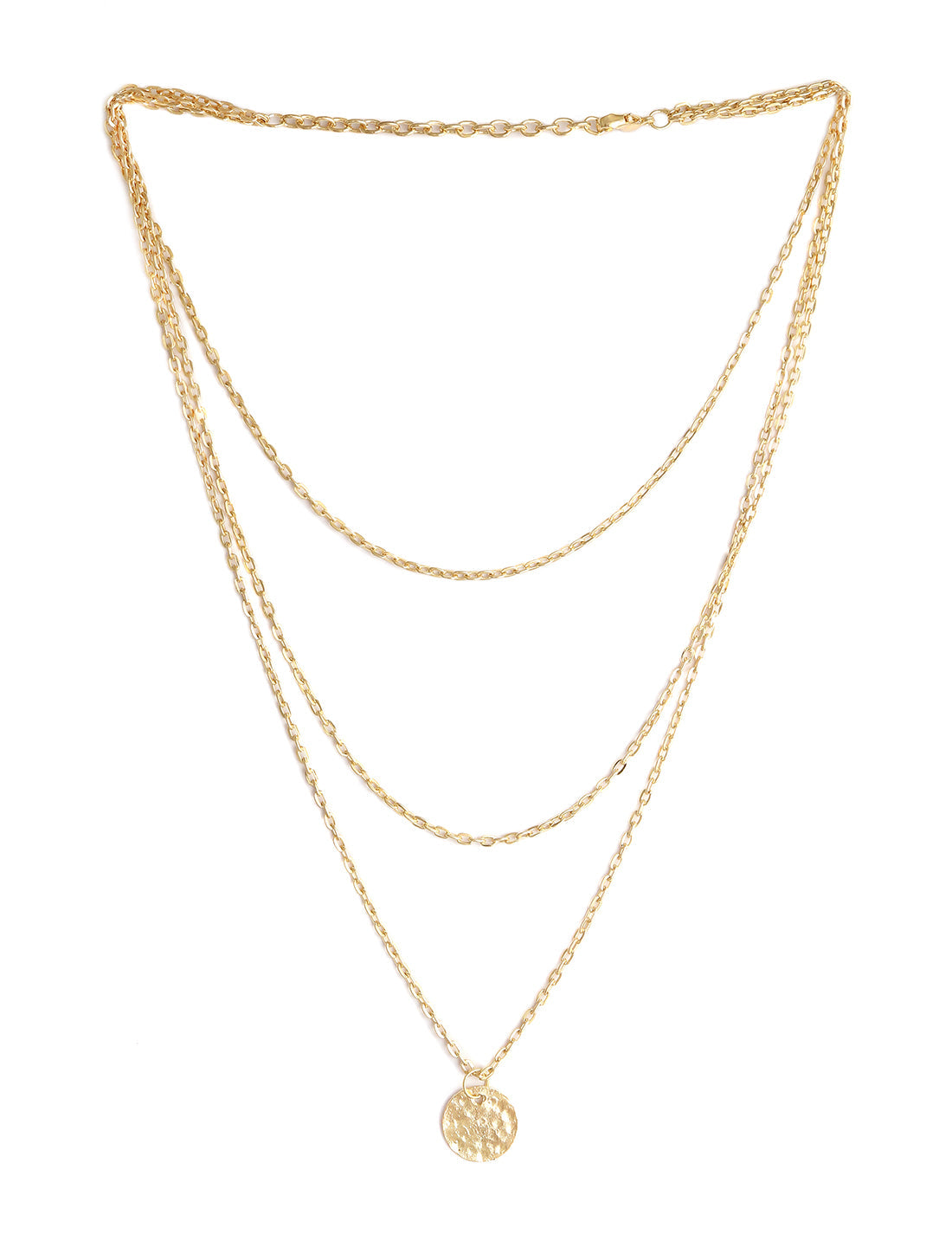 Gold-Polished Alloy Tripple Chain Necklace - The Pari | Swadesiicart