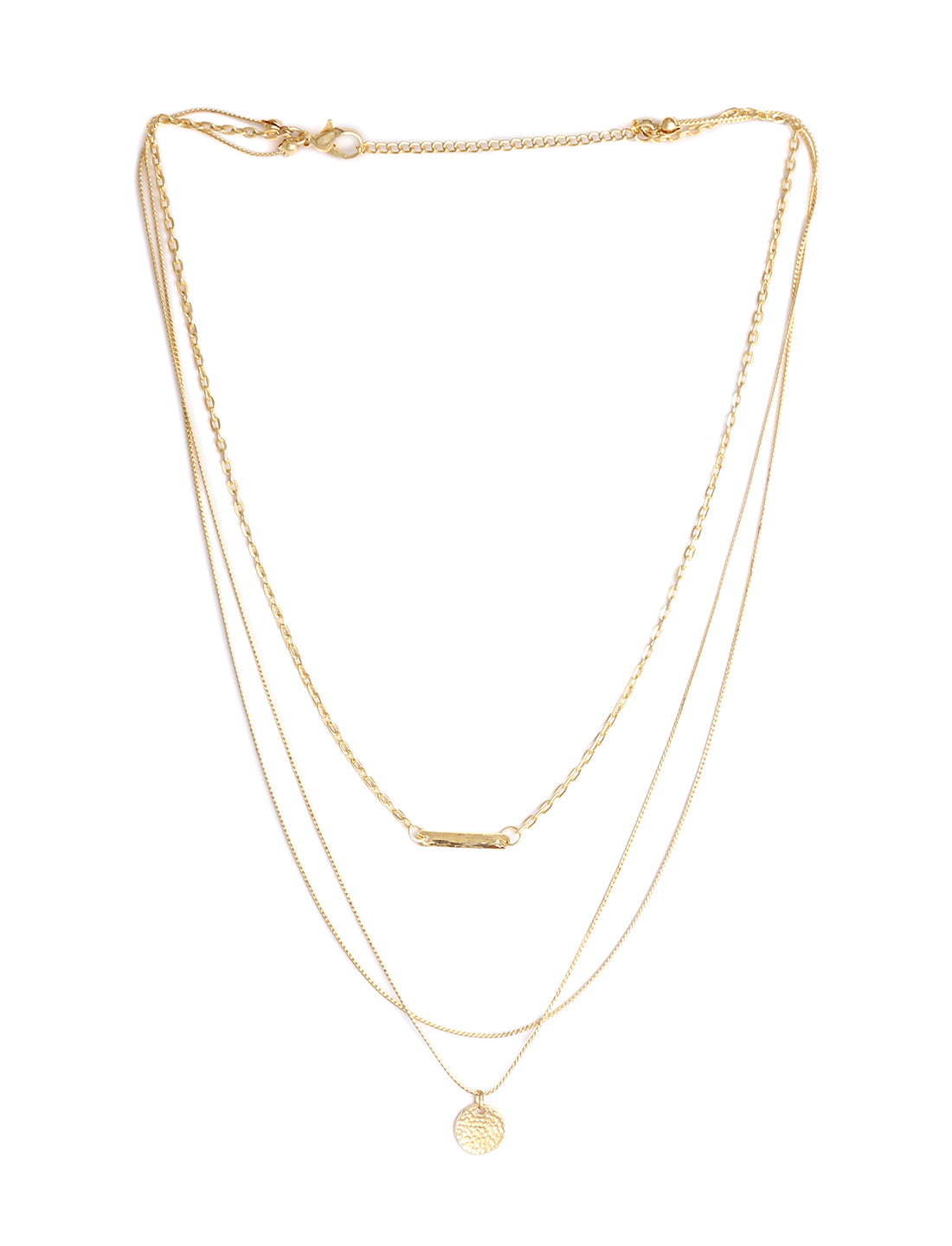 Gold-Polished Alloy Designer Embossed Double Layer Necklace - The Pari | Swadesiicart