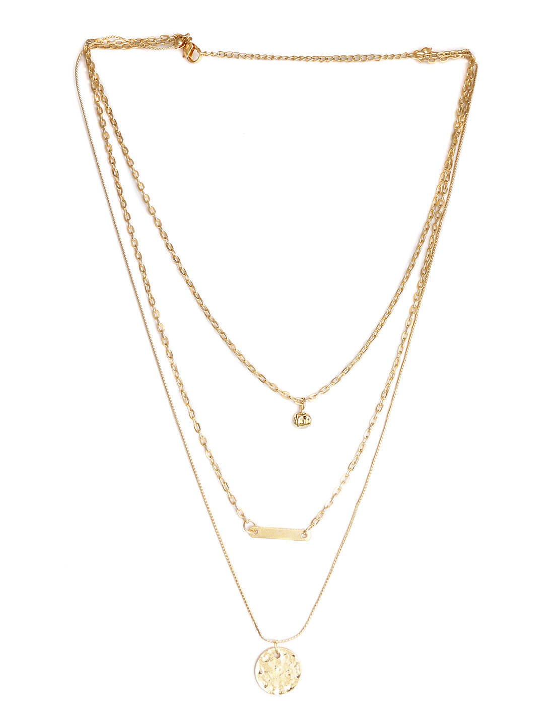 Gold-Polished Alloy Stone Plate & Coin Charm Necklace - The Pari | Swadesiicart