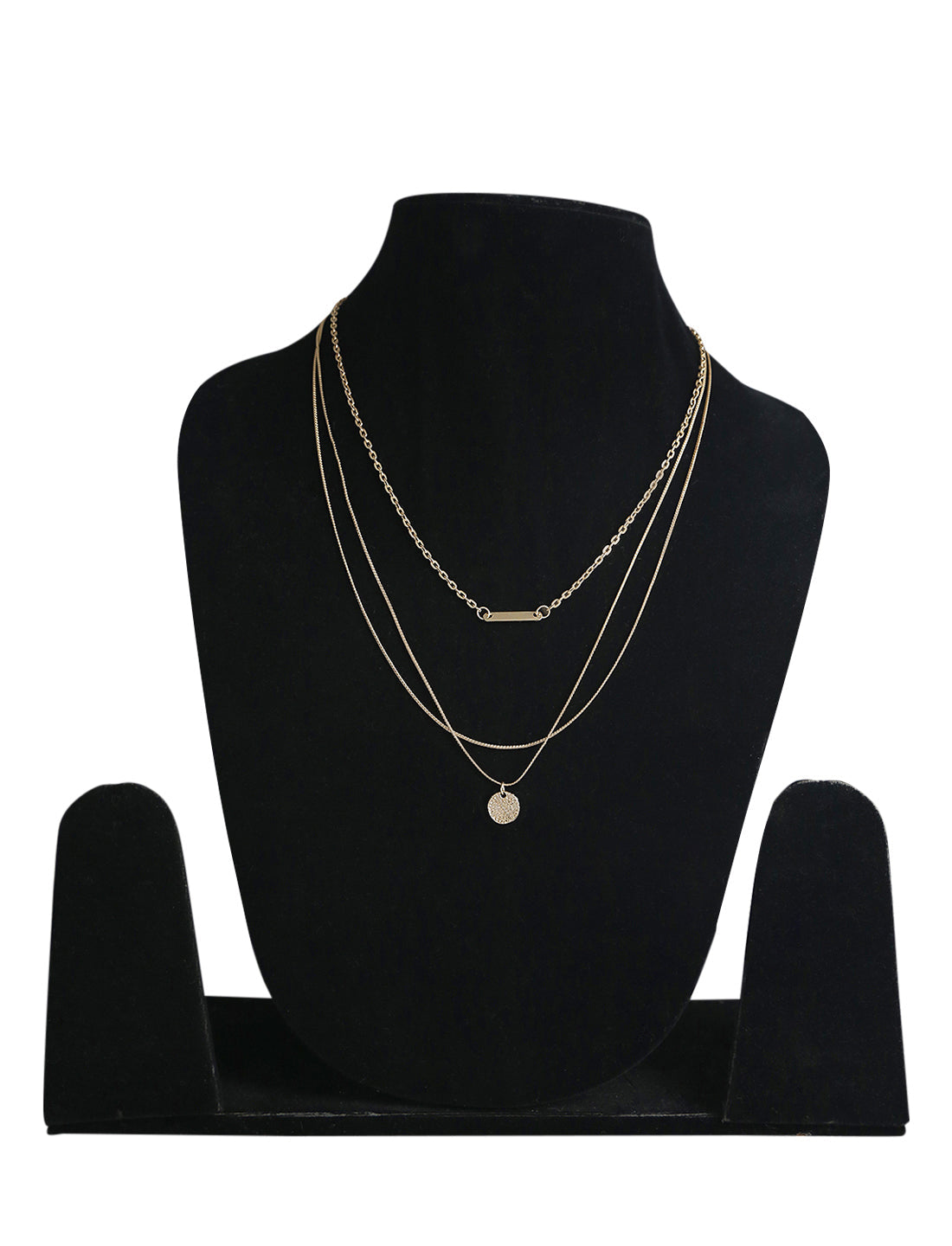 Gold-Polished Alloy Designer Embossed Double Layer Necklace - The Pari | Swadesiicart